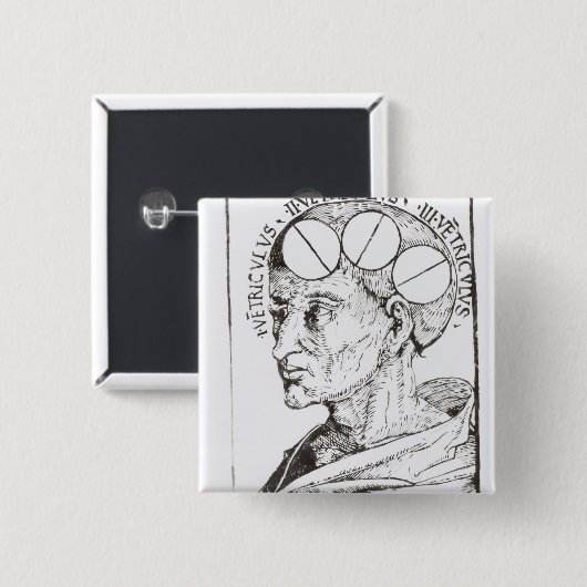 Frenologie Vierkante Button 5,1 Cm (Voorkant /achterkant)