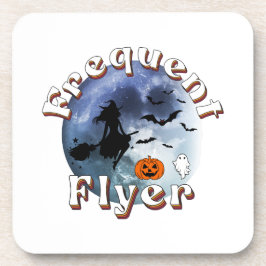 Frequent Flyer Halloween Heks Riding Broomstick Bier Onderzetter