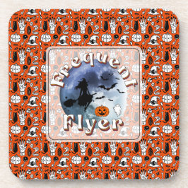 Frequent Flyer Halloween Heks Riding Broomstick Bier Onderzetter