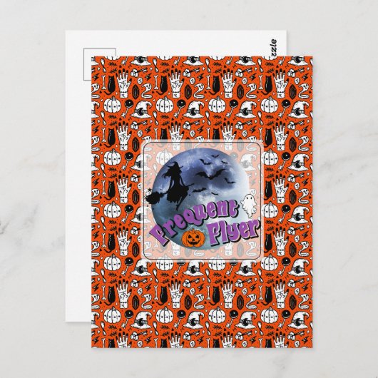 Frequent Flyer Halloween Heks Riding Broomstick Briefkaart (Voorkant / Achterkant)