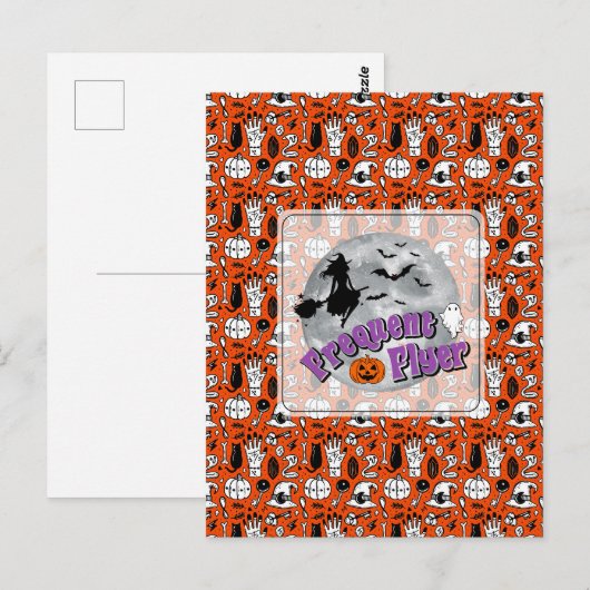 Frequent Flyer Halloween Heks Riding Broomstick Briefkaart (Voorkant / Achterkant)