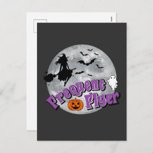 Frequent Flyer Halloween Heks Riding Broomstick Feestdagenkaart