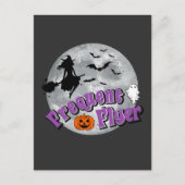 Frequent Flyer Halloween Heks Riding Broomstick Feestdagenkaart (Voorkant)