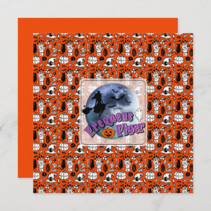 Frequent Flyer Halloween Heks Riding Broomstick Kaart