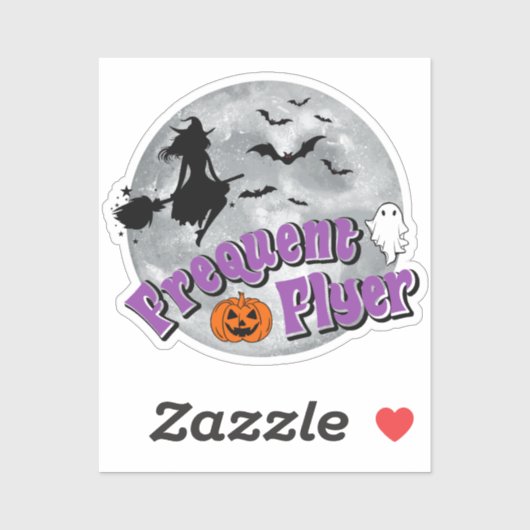 Frequent Flyer Halloween Heks Riding Broomstick Sticker (Vel)