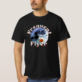 Frequent Flyer Halloween Heks Riding Broomstick T-shirt