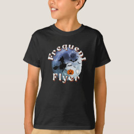Frequent Flyer Halloween Heks Riding Broomstick T-shirt