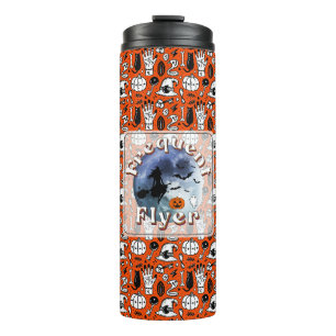 Frequent Flyer Halloween Heks Riding Broomstick Thermosbeker