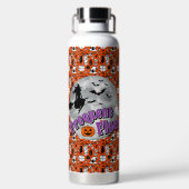 Frequent Flyer Halloween Heks Riding Broomstick Waterfles (Achterkant)
