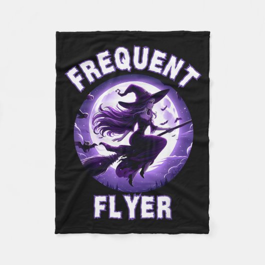 Frequent Flyer Witch, Funny Halloween Witch Costum Fleece Deken (Voorkant)