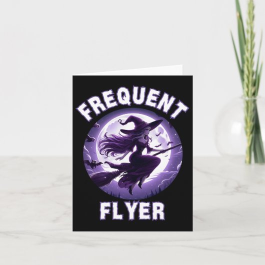 Frequent Flyer Witch Grappig Halloween Kostuum Ide Kaart (Voorkant)