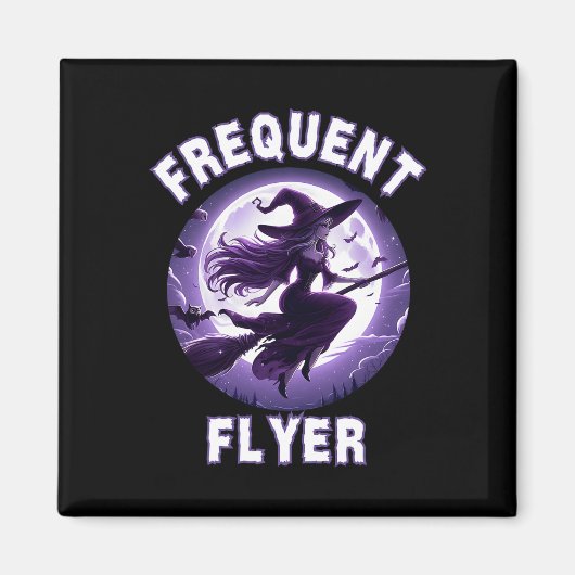 Frequent Flyer Witch Grappig Halloween Kostuum Ide Magneet (Voorkant)