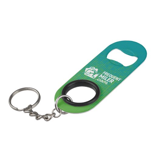 Frequent miler Sleutelhanger Mini Flessenopener (Voorkant Gekanteld)