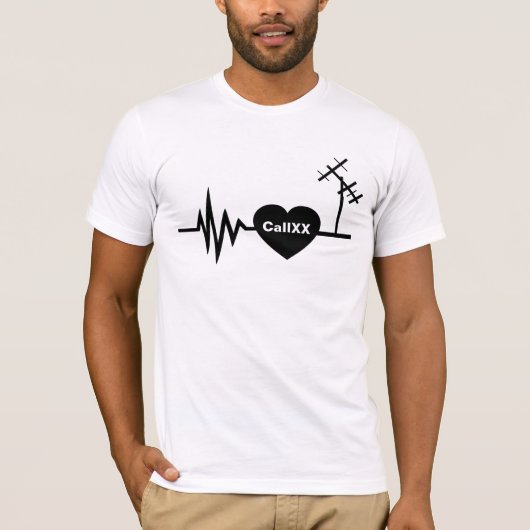 Frequentie Line Love Ham Radio T-shirt White (Voorkant)