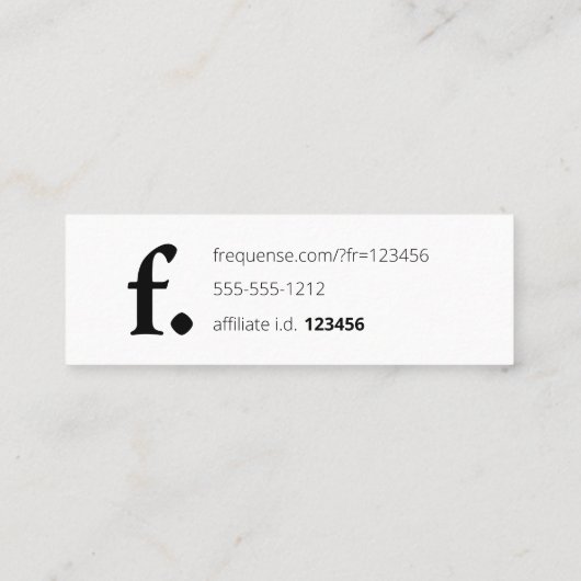 Frequentie. Mini Visitekaartje (Achterkant)