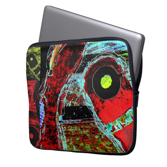 Frequentie Serpentijn – Abstracte Energie Omsloten Laptop Sleeve (Voorkant Links)