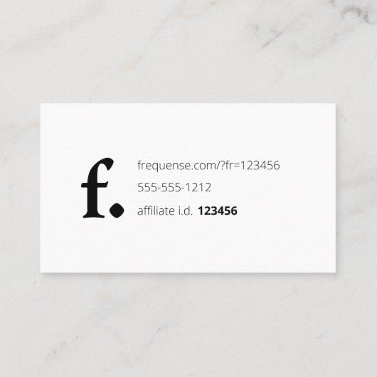 Frequentie. Visitekaartje (Achterkant)