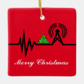 Frequentielijn kerstboomkerstversiering keramisch ornament (Voorkant)