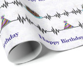Frequentielijnen, Cake, Pet Birthday Gift Wrap Cadeaupapier (Rol Hoek)