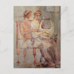 Fresco of a Music Lesson, Pompeii Briefkaart