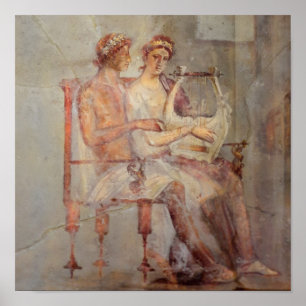 Fresco of a Music Lesson, Pompeii Poster