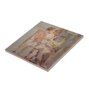 Fresco of a Music Lesson, Pompeii Tegeltje