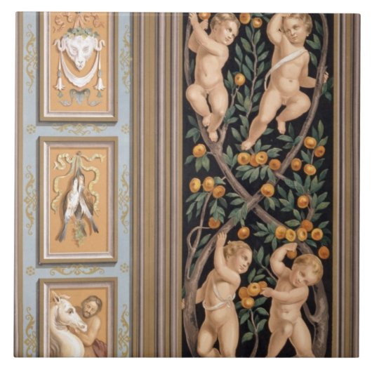 Fresco van Cupids uit de kerk van St. Ambroglio, Tegeltje (Voorkant)