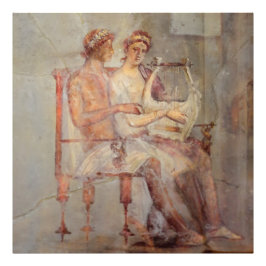 Fresco van een muziekls, Pompeii Foto Afdruk