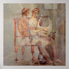 Fresco van een muziekls, Pompeii Poster
