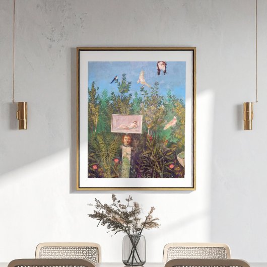 Fresco van een tuinscène, Pompeii Poster