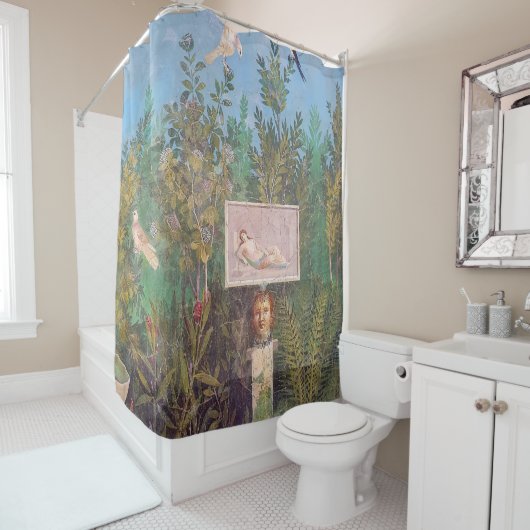 Fresco van een tuinschilderij, Pompeii Douchegordijn (In situ)