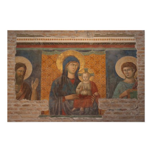 Fresco van Madonna en het kind Poster (Voorkant)