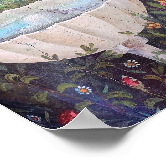 Fresco van Pigeon and a Fountain, Pompeii Poster (Hoek)