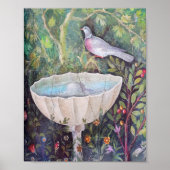 Fresco van Pigeon and a Fountain, Pompeii Poster (Voorkant)