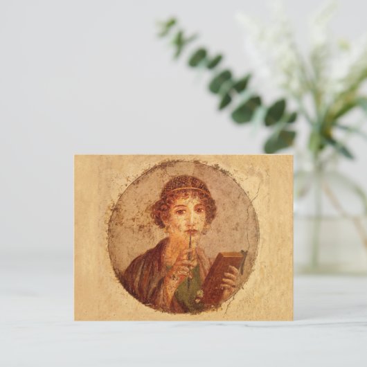 Fresco van Sappho in Pompeii Briefkaart (Staand voorkant)