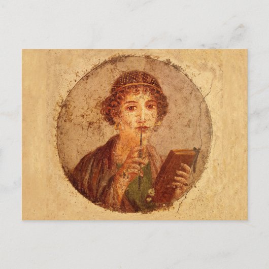 Fresco van Sappho in Pompeii Briefkaart (Voorkant)