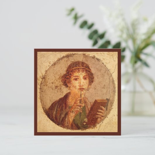 Fresco van Sappho in Pompeii Kaart (Staand voorkant)