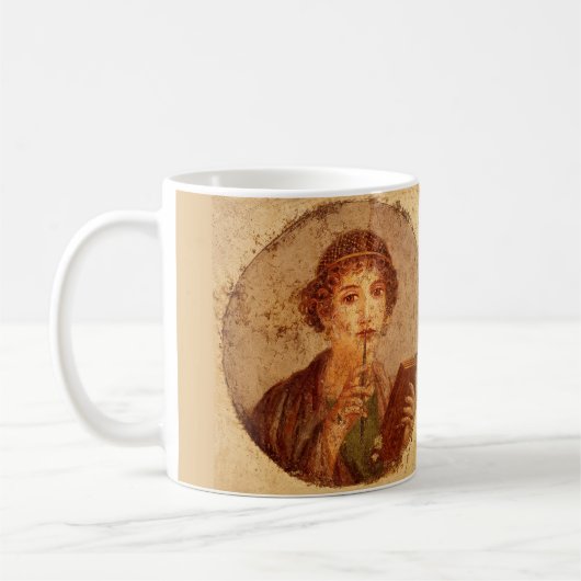 Fresco van Sappho in Pompeii Koffiemok (Links)
