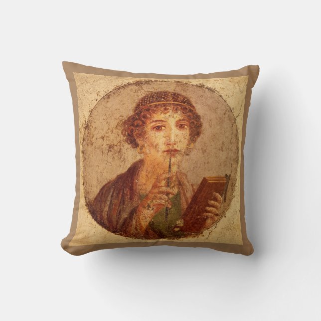 Fresco van Sappho in Pompeii Kussen (Voorkant)