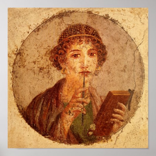 Fresco van Sappho in Pompeii Poster (Voorkant)