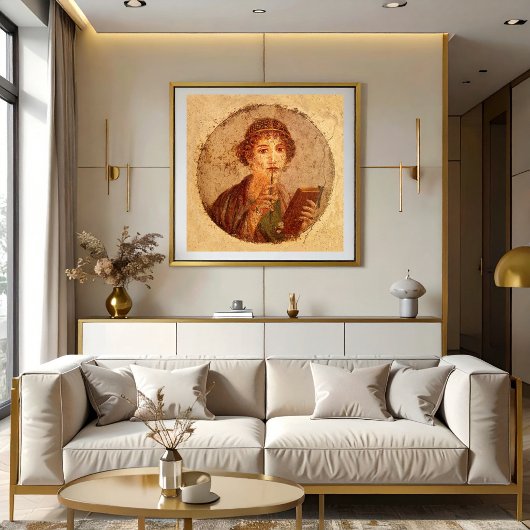 Fresco van Sappho in Pompeii Poster