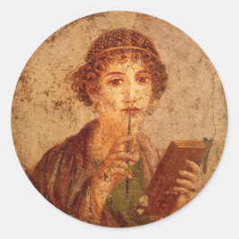 Fresco van Sappho in Pompeii Ronde Sticker