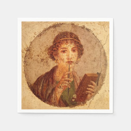 Fresco van Sappho in Pompeii Servet (Voorkant)