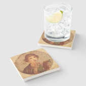 Fresco van Sappho in Pompeii Stenen Onderzetter (Zijkant)