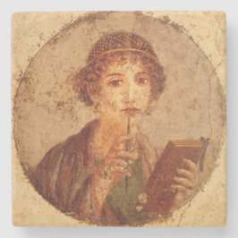 Fresco van Sappho in Pompeii Stenen Onderzetter