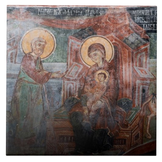 Fresco's uit de 14e-eeuwse Servische Kerk, 2 Tegeltje (Voorkant)