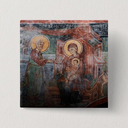 Fresco's uit de 14e-eeuwse Servische Kerk, 2 Vierkante Button 5,1 Cm (Voorkant)
