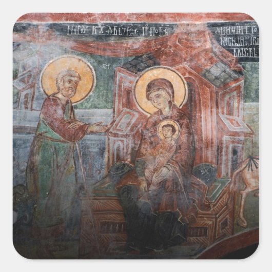 Fresco's uit de 14e-eeuwse Servische Kerk, 2 Vierkante Sticker (Voorkant)