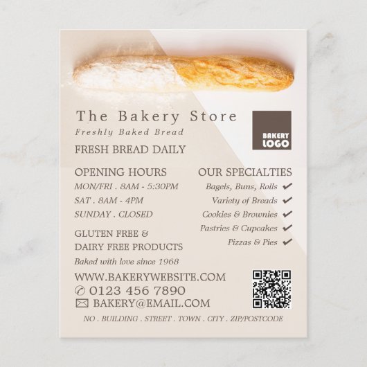 Fresh Baguette, Trendy Bakery Store Flyer (Voorkant)