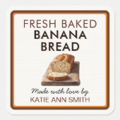 Fresh Baked Banana Bread Square Label Sticker (Voorkant)